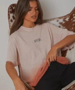 Afends Courtney Love Hemp Oversized Tee - Ash Pink Dip Dye