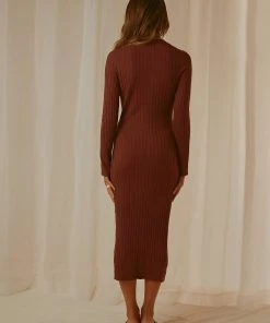 Peppermayo This Is Heaven Knit Midi Dress - Choc Brown