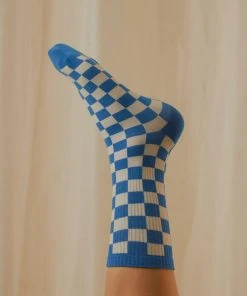 Peppermayo New & Most Loved World Revolves Socks - Cobalt Check
