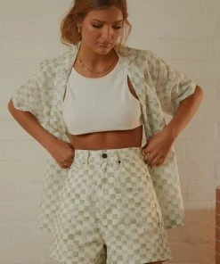 Cools Club Jean Short - Sage Checker