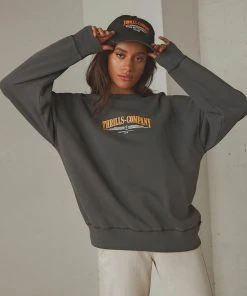 Thrills Underline Slouch Crew - Merch Black