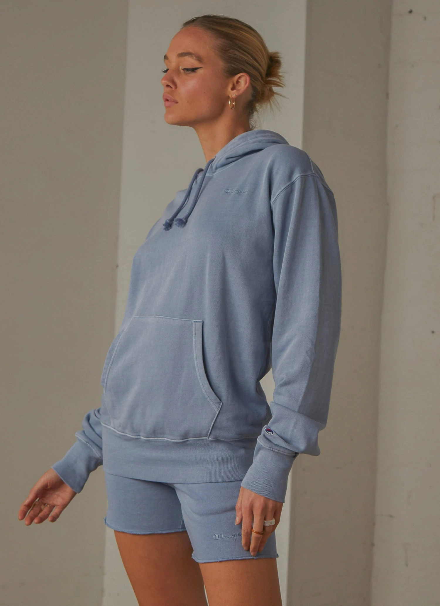 Champion Vintage Dye Boyfriend Hoodie - Wildflower Blue 4 Champion Vintage Dye Boyfriend Hoodie - Wildflower Blue