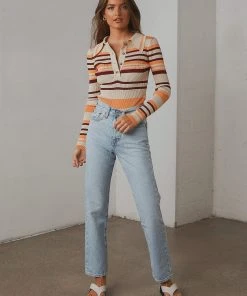 Peppermayo 70s Nights Bodysuit - Orange Stripe New Tops