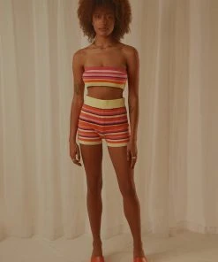 Peppermayo Exclusive By Chance Knit Shorts - Pink Multi Strip