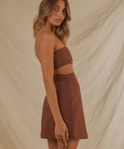 Peppermayo Exclusive New & Most Loved New Destination Linen Mini Dress - Choc Brown 6 Peppermayo Exclusive New & Most Loved New Destination Linen Mini Dress - Choc Brown