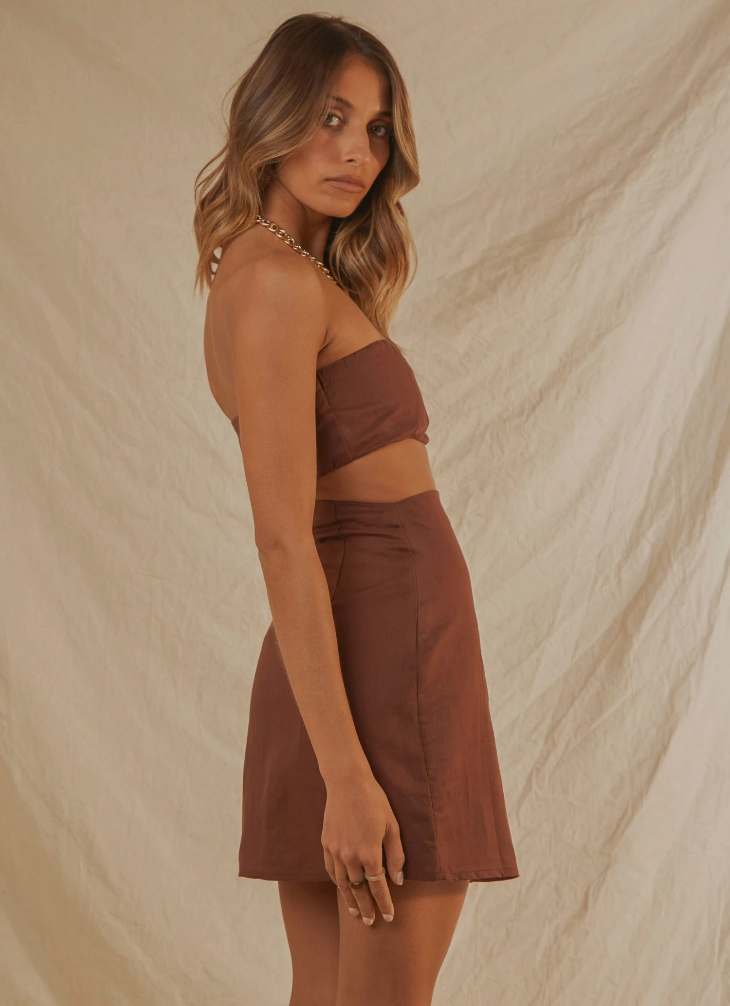 Peppermayo Exclusive New & Most Loved New Destination Linen Mini Dress - Choc Brown 3 Peppermayo Exclusive New & Most Loved New Destination Linen Mini Dress - Choc Brown