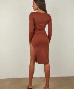 Peppermayo Until The End Midi Dress - Choc Brown