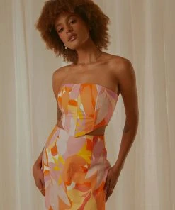 Peppermayo Exclusive Creative Culture Linen Bustier Top - Paloma