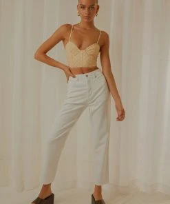 Afends Shelby Hemp Twill High Waist Pant - White