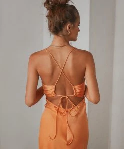 Peppermayo Model Check Midi Dress - Orange