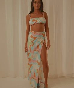 Peppermayo Exclusive New & Most Loved Vacay Tour Wrap Maxi Skirt - Pastel Swirl