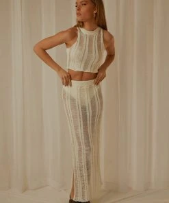 Peppermayo Exclusive New & Most Loved Perri Ladder Knit Maxi Skirt - Ivory