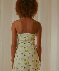 Peppermayo Exclusive Hariette Tube Linen Mini Dress - Green Wild Poppies New & Most Loved