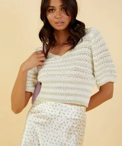 Peppermayo Vintage Vibes Knit Crop - Sage New & Most Loved