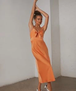 Peppermayo Model Check Midi Dress - Orange