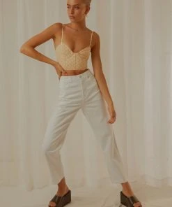 Afends Shelby Hemp Twill High Waist Pant - White