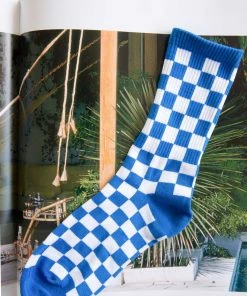 Peppermayo New & Most Loved World Revolves Socks - Cobalt Check