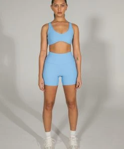LaHana Swim New Bottoms Pippa Biker Short - Ribbed Blue