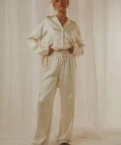 4th & Reckless Ward Trouser - Nude Satin New & Most Loved