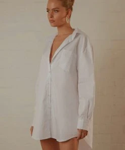 Peppermayo Exclusive Downtown Love Shirt Dress - White New & Most Loved