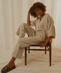 Nude Lucy Nude Linen Lounge Crop Pant - Natural