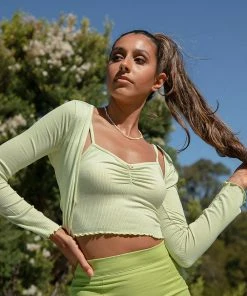 Peppermayo New Tops Total Muse Knit Crop Set - Green