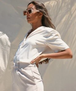 Peppermayo Exclusive Dream States Shirt - Ivory Satin New & Most Loved