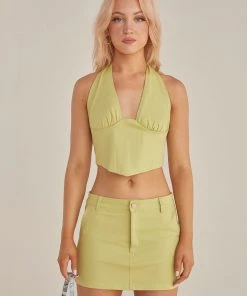 Riley Hubatka X Peppermayo Destination Bustier Drill Top - Sage