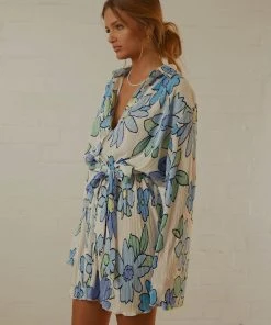 Peppermayo Exclusive New & Most Loved Soho Chic Shirt Dress - Blue Blossom