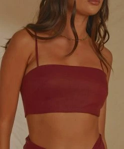 Peppermayo Exclusive Island Nights Crop Top - Burgundy