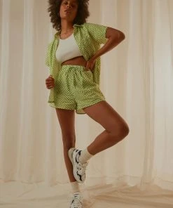 Peppermayo Exclusive Seventies Groove Shorts - Lime Warp Check