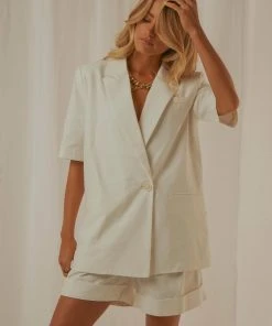 4th & Reckless New & Most Loved Ameline Short Sleeve Blazer - White