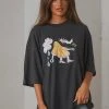 Afends At Your Service Hemp Oversized Tee - Stone Black