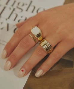 Peppermayo Turlington Ring Set - Gold & White New & Most Loved
