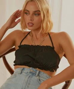 4th & Reckless Faye Top - Black Satin