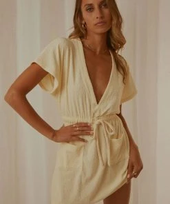 Cools Club New & Most Loved Terry Dress - Lemon