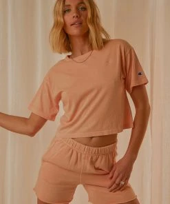 Champion Vintage Dye Crop Tee - Certan Peach New & Most Loved