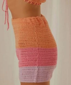 Peppermayo Exclusive New & Most Loved Sunburst Crochet Shorts - Pink