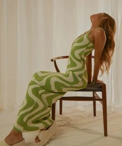 Peppermayo Exclusive Cali Sweetheart Knit Maxi Dress - Lime Wave New & Most Loved