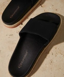 Superga 1908 Slides Organic Canvas Rop - 005 Black New & Most Loved