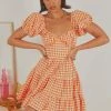 Peppermayo Exclusive Gianna Mini Dress - Orange Gingham