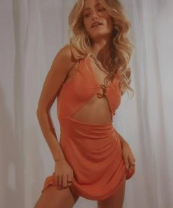 Peppermayo Exclusive New & Most Loved Forever Disco Mini Dress - Orange