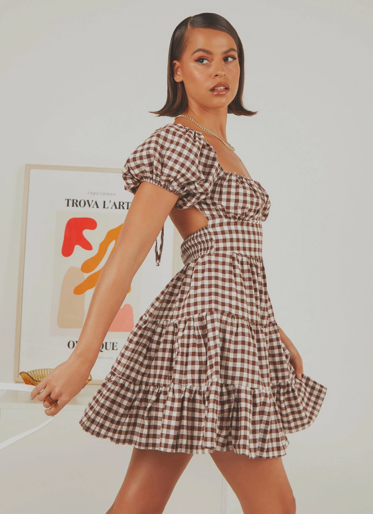 Peppermayo Exclusive New & Most Loved Gianna Mini Dress - Choc Brown Gingham 4 Peppermayo Exclusive New & Most Loved Gianna Mini Dress - Choc Brown Gingham