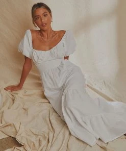 National Breast Cancer Foundation X Peppermayo Europe Local Linen Maxi Dress - White