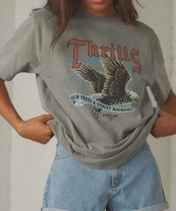 Thrills Storm The Castle Merch Fit Tee - Washed Grey New & Most Loved