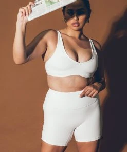 LaHana Swim Pippa Biker Short - Ribbed White New & Most Loved