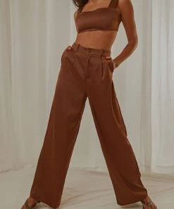 Peppermayo Exclusive New & Most Loved Milano Satin Pant - Choc Brown