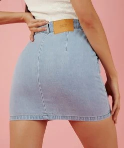 Afends Street Life Hemp Denim Skirt - Stone Blue New & Most Loved