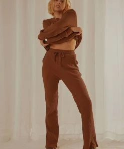 Peppermayo Exclusive New & Most Loved Celia Waffle Pant - Chocolate