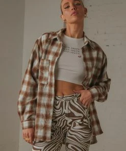 Peppermayo New & Most Loved Know No Better Shirt - Choc Brown Plaid